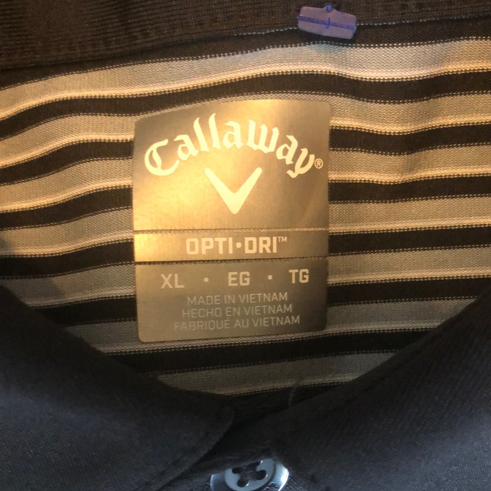 Callaway Black and White Striped Polo Shirt - Picture 5 of 6